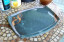 Large Serving Platter in Slate Blue and Rust Chain...