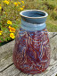 Red Agate and Slate Blue Carved Flower Vase- In St...