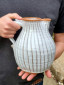 Large One Gallon Pitcher Ridged in Shale - Handmad...